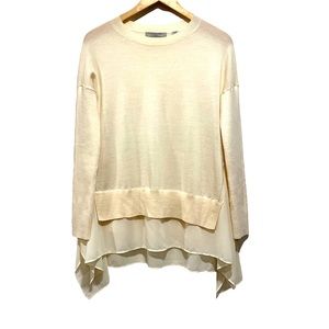 All Saints cream merino wool crew neck sweater